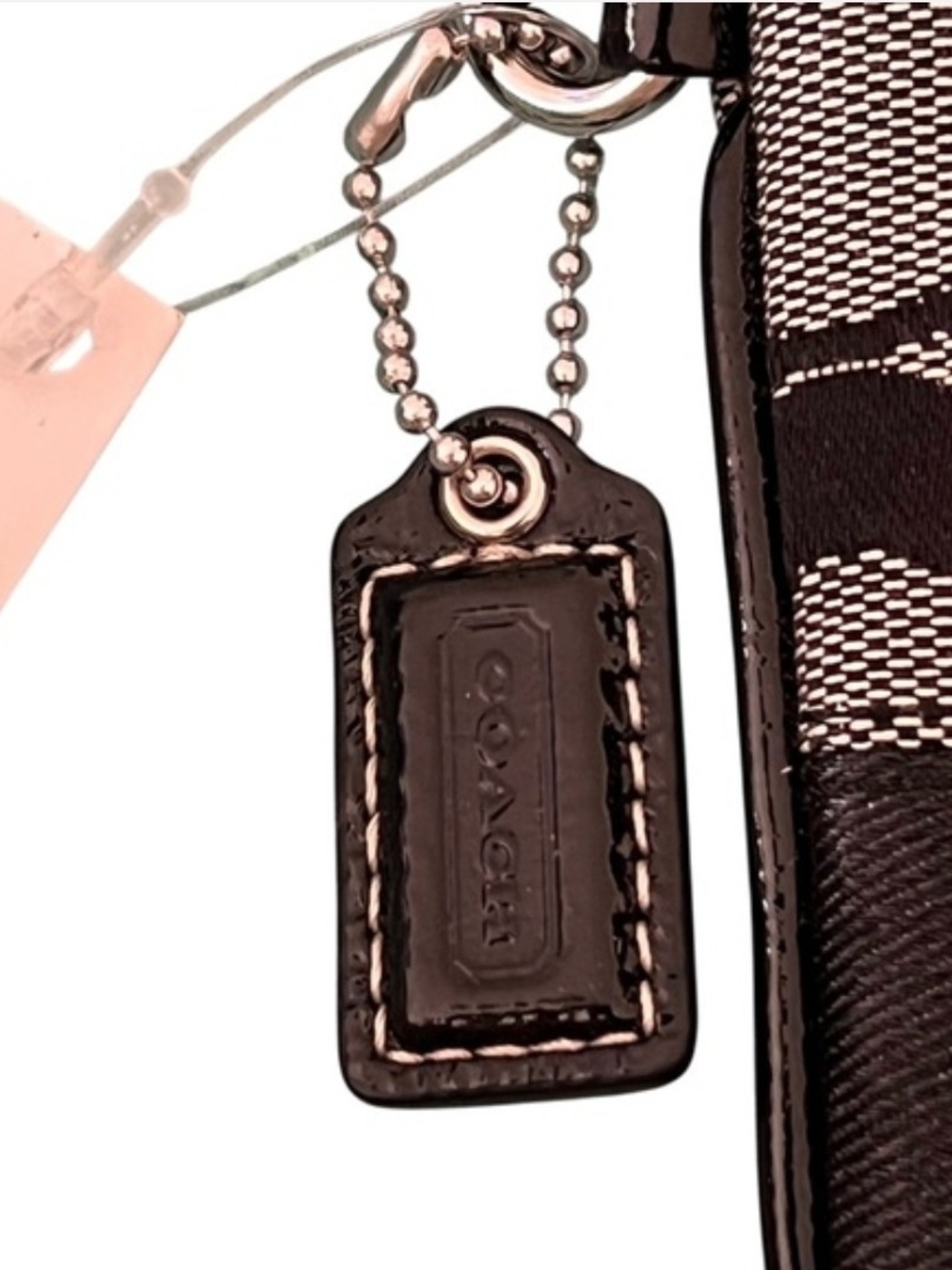 Coach NWT!  Black and Gray Signature Canvas Wristlet with Leather Trim - Picture 9 of 9